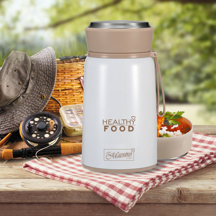 Thermos-Lebensmittelbehälter Thermobehälter für Essen Edelstahl inkl. Klapplöffel 530ml