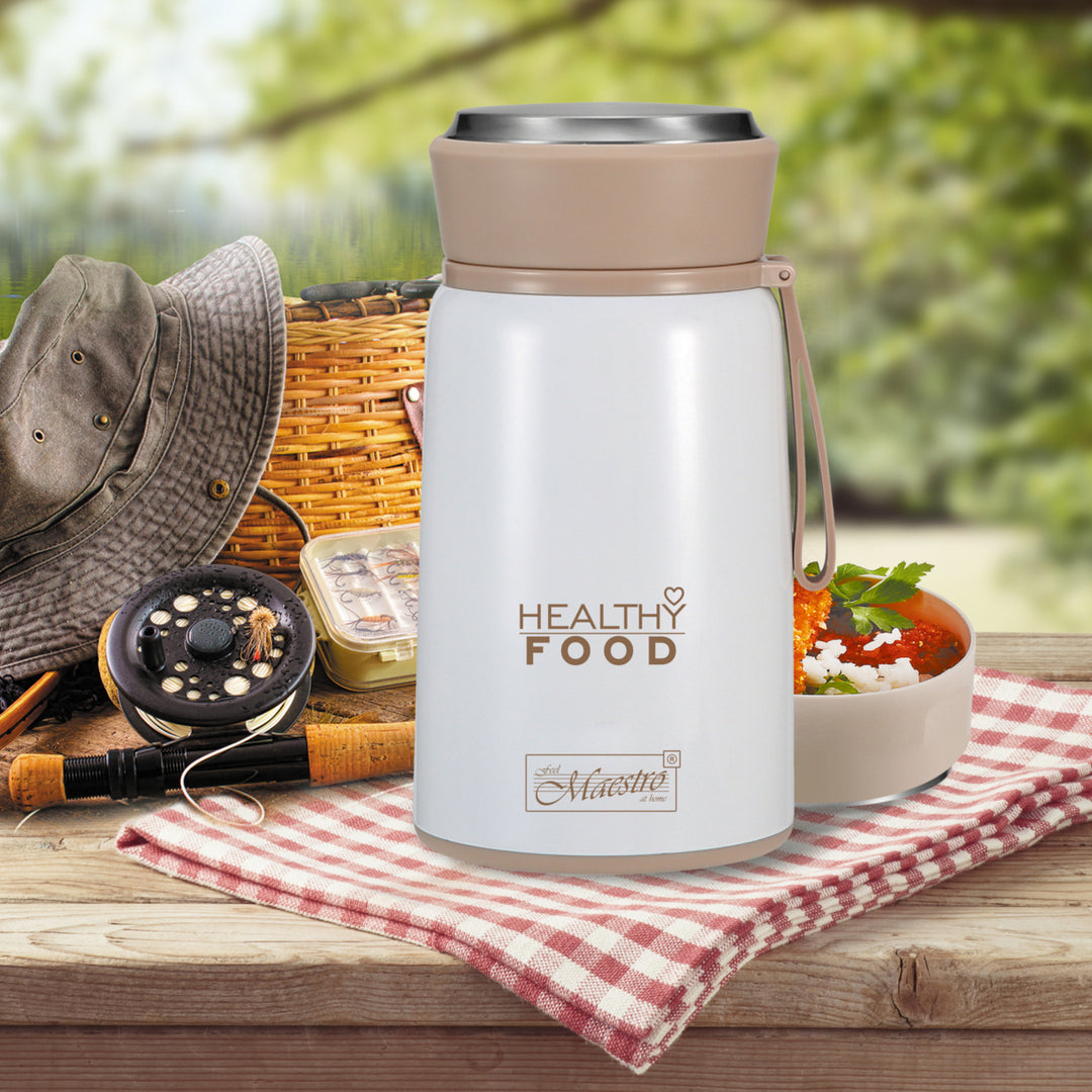 Conteneur alimentaire Thermos Conteneur alimentaire thermique en acier inoxydable avec cuillère pliable 800ml