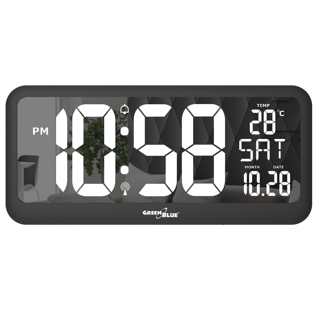 Digitale Uhr mit Temperatuursensor 37x17cm Große Wanduhr  Alarm LED Display Zum Aufstellen auf Einem Tisch oder Zum Aufhängen an der Wand Stromversorgung über Netzteil oder Batterien