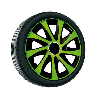 Radkappen Drift Extra grün/schwarz NRM 4x Radzierblenden