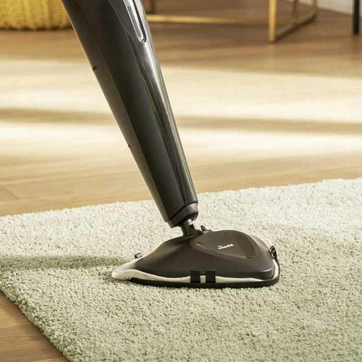 Vileda 168917 Mopa de vapor eléctrica Steam Plus 3.0 con 2 almohadillas de recambio de microfibra, limpieza de alfombras