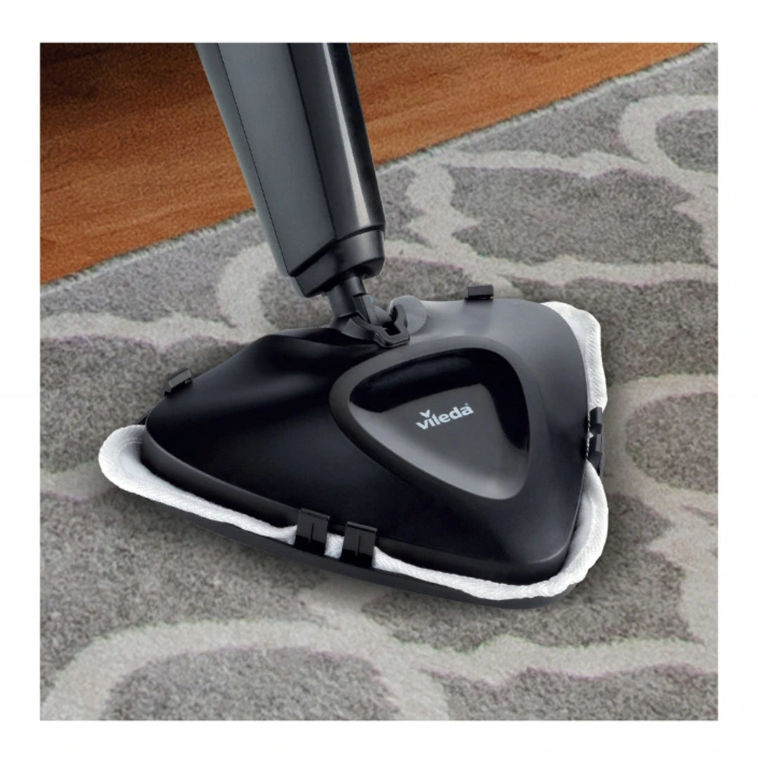 Vileda 168917 Mopa de vapor eléctrica Steam Plus 3.0 con 2 almohadillas de recambio de microfibra, limpieza de alfombras