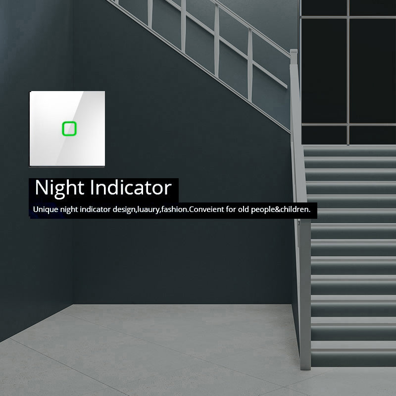 Touch Wechselschalter Lichtschalter Kreuzschalter Wandschalter Treppenschalter mit Farbwechsel LED Hintergrundbeleuchtung Einbauschalter 1-Fach Eckig Weiß