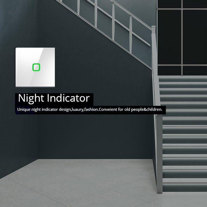 Touch Wechselschalter Lichtschalter Kreuzschalter Wandschalter Treppenschalter mit Farbwechsel LED Hintergrundbeleuchtung Einbauschalter 1-Fach Eckig Weiß