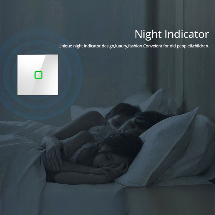 Smart WiFi Touch Lichtschalter Kompatibel mit Tuya APP Wandschalter Glas Schalter mit Farbwechsel LED Hintergrundbeleuchtung Einbauschalter 85x85mm (1-Fach Eckig, Weiß)