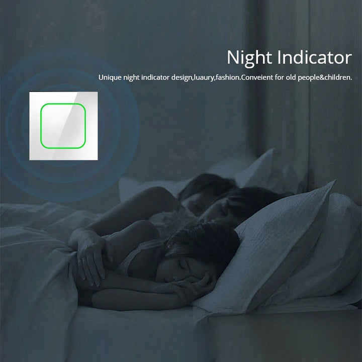 Smart WiFi 2-Fach Touch Lichtschalter Kompatibel mit Tuya APP Wandschalter Glas Schalter mit Farbwechsel LED Hintergrundbeleuchtung Einbauschalter 85x85mm (2-Fach Eckig, Weiß)