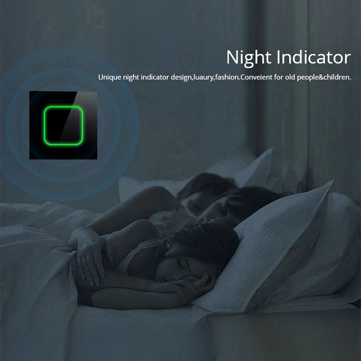 Smart WiFi 2-Fach Touch Lichtschalter Kompatibel mit Tuya APP Wandschalter Glas Schalter mit Farbwechsel LED Hintergrundbeleuchtung Einbauschalter 85x85mm (2-Fach Eckig, Schwarz)