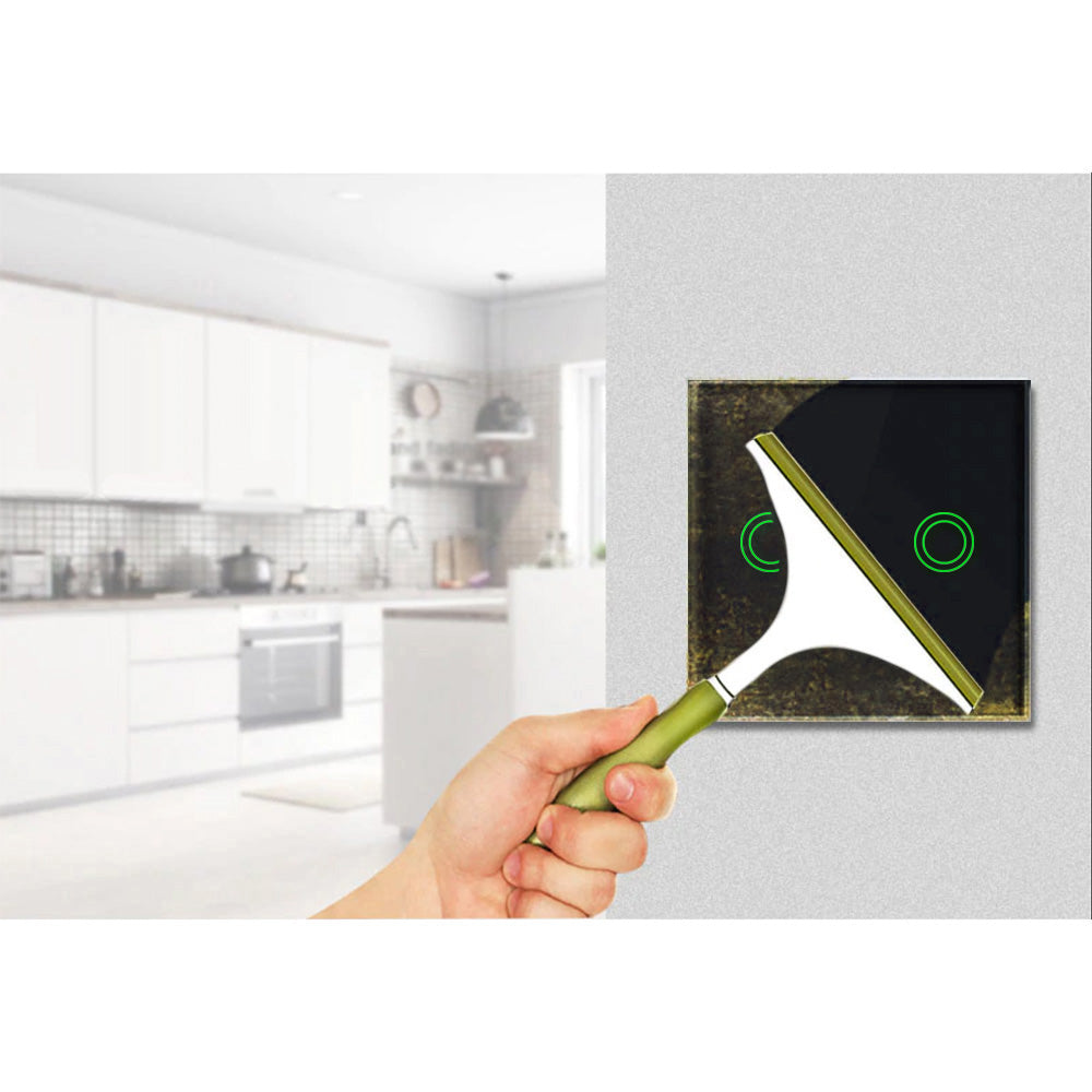 Smart WiFi 2-Fold Touch Light Switch Compatible with Tuya APP Wall Switch Glass Switch with Color Changing LED Backlight Recessed Switch 85x85mm (2-Fold Round, Black)