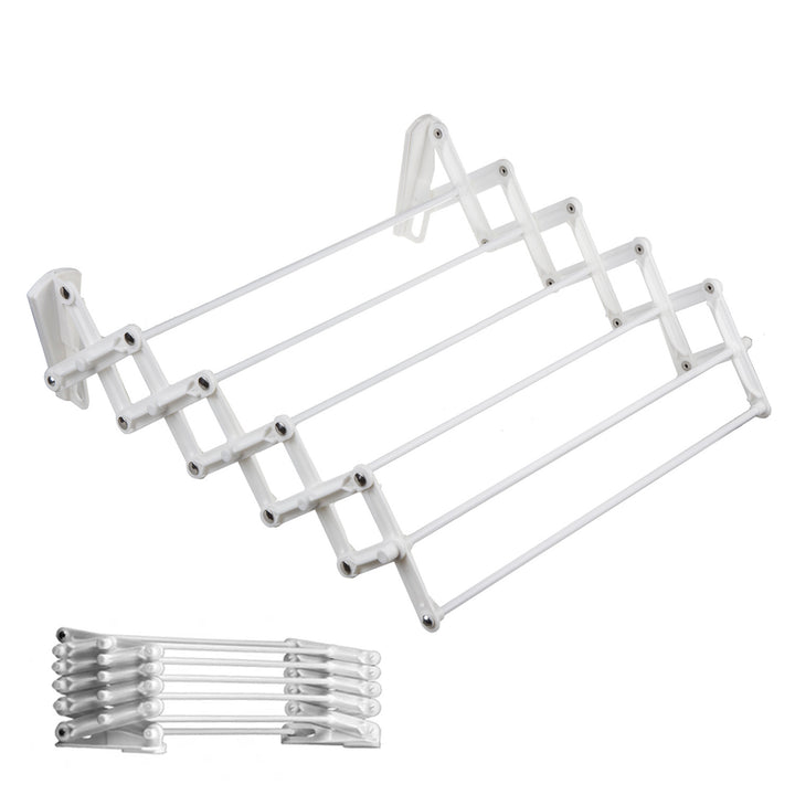 Secador de ropa telescópico de pared en acordeón (80cm, blanco)