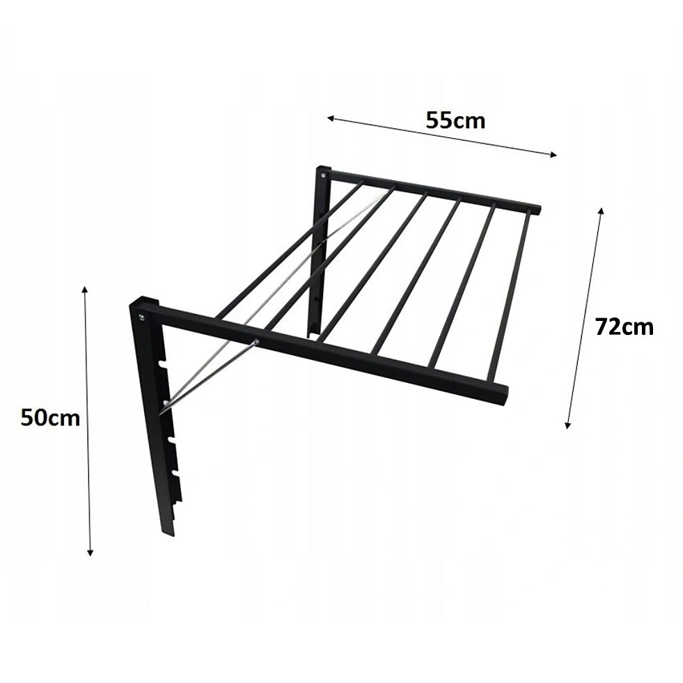 Majka Wandgemonteerde Wasdroger Droogrek (70cm, Zwart)