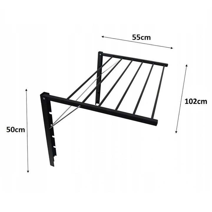 Wandgemonteerde wasdroger Wandgemonteerd droogrek (100cm, Zwart)