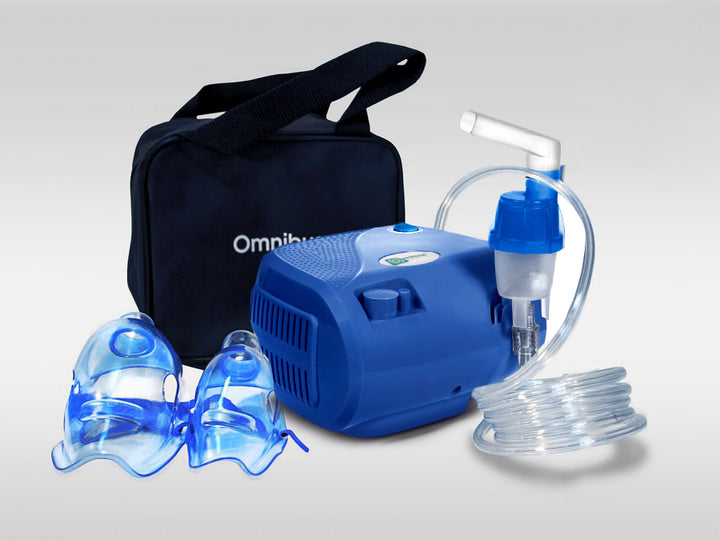 BR-CN116B Omnibus blauwe inhalator + accessoires, maskers