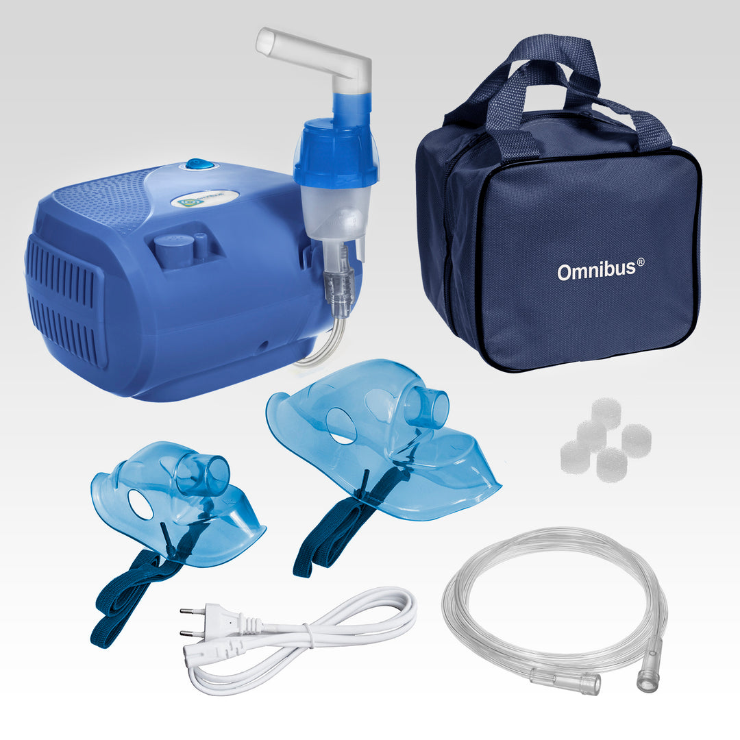 BR-CN116B Omnibus blauwe inhalator + accessoires, maskers