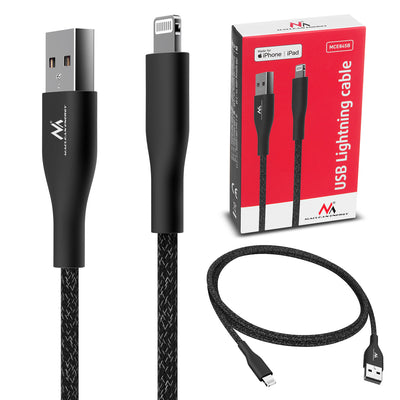 Cable IOS MFi Carga Transferencia de datos Carga rápida USB 2.4A Negro 1m 5V 2.4A Nylon