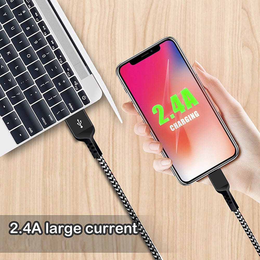 Kabel für iPhone Maclean, für iPhone, unterstützt Schnellladung 2.4A, Datenübertragung, 5V/2.4A, Schwarz, Länge 2m, MCE481