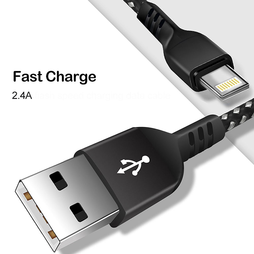 Câble pour IOS Maclean, supporte la charge rapide 2.4A, transfert de données, 5V/2.4A, noir, longueur 2m, MCE481