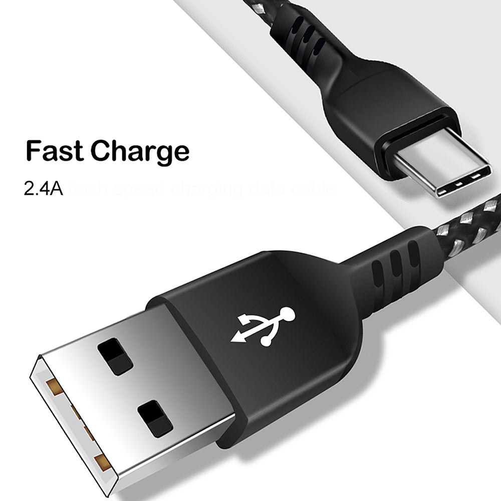 USB zu USB-Typ-C Kabel USB Ladekabel 1m Fast Charge 5V/2.4A Datenkabel Schnellladekabel High Speed Nylon Geflochten Anschlusskabel Datenübertragung (USB zu USB Typ-C 2m)