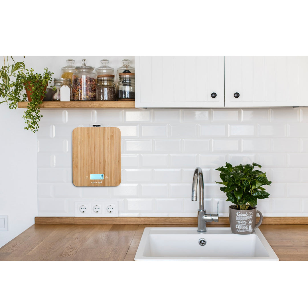 Concept VK5713 Balance de cuisine numérique - Bambou - 15kg Horloge Minuterie Design Bambou