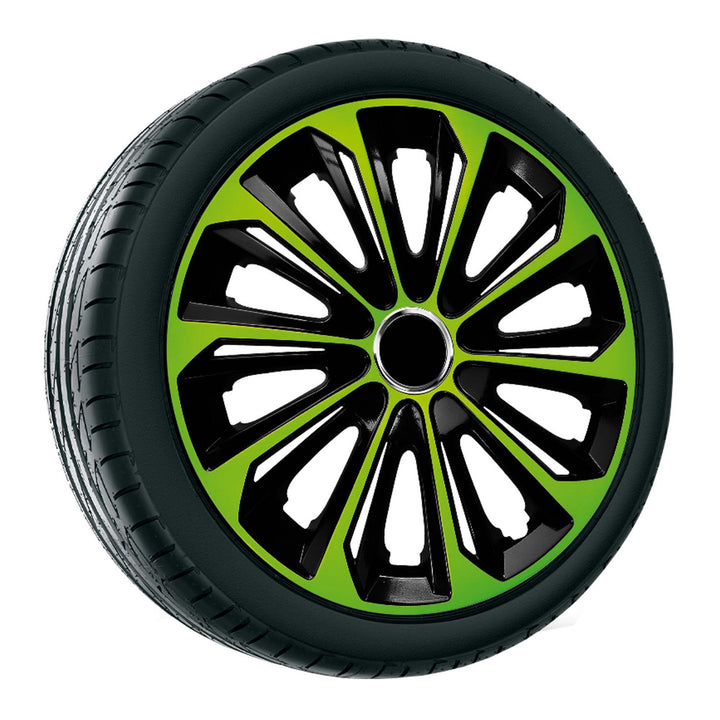 15'' NRM EXTRA STRONG GREEN BLACK green-black hubcaps 4 pieces