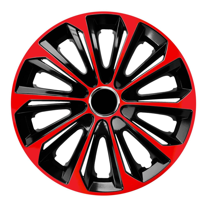 NRM 14" Hubcaps Wheel Covers Trims 4 PCS Set Black & Red Weather Resistant Universal