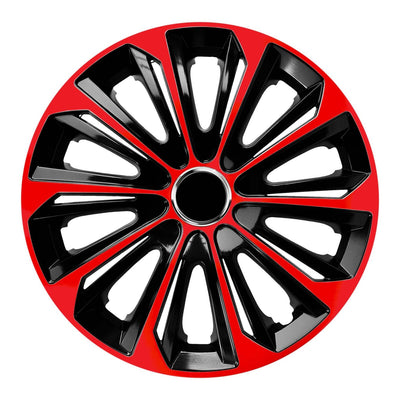 NRM 14 "Hubcaps Roue de roue" Trims 4 SCP Set Black & Red Weather Resistant Universal