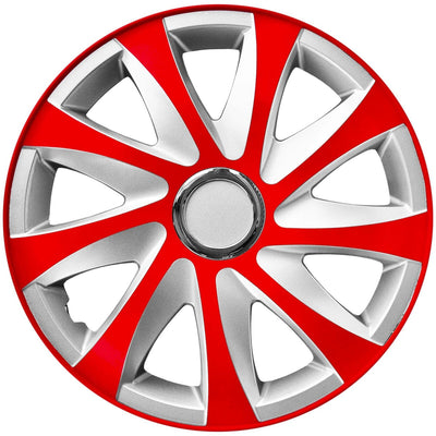 NRM 13 " Hubcaps Wheel Cover Trims Car 4 PCS Set Red & Silver Weather Resistente Universale