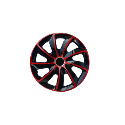 NRM Juego de 4 tapacubos para ruedas de 13 pulgadas, ABS, universal, negro y rojo
