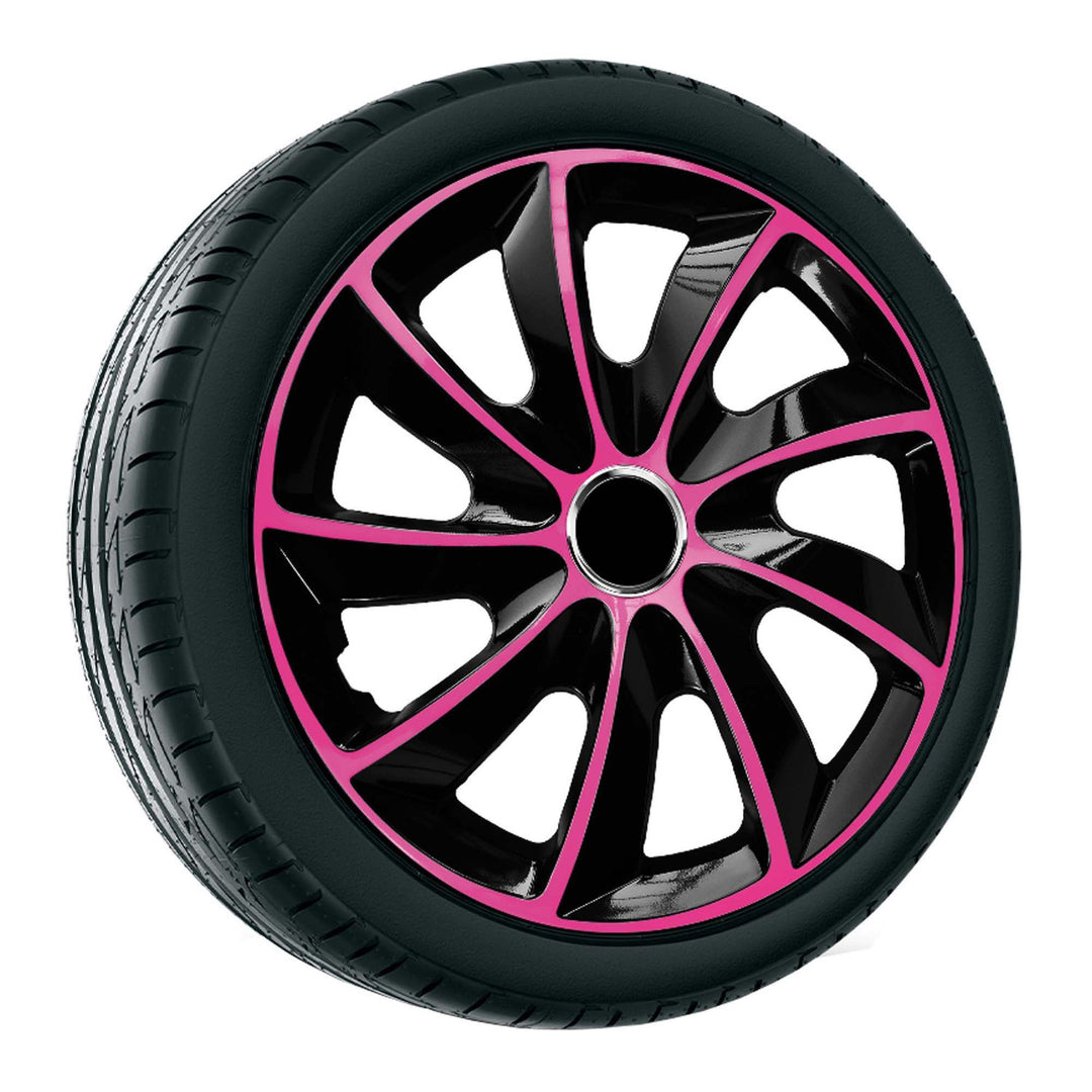 NRM 13" Wheel Trims Covers Hubcaps Universal Car 4 PCS ABS Set Pink & Black