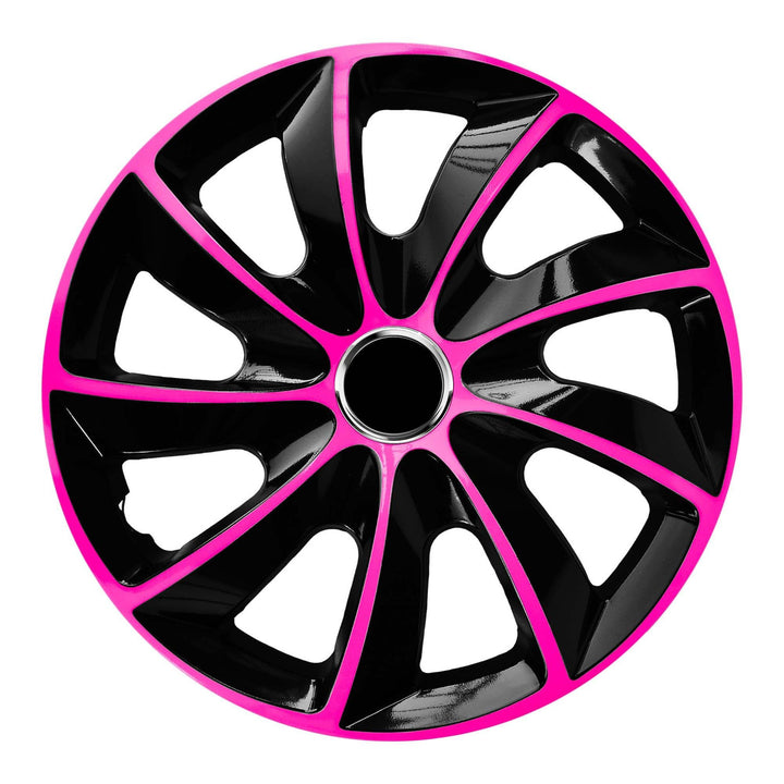 NRM 13" Wheel Trims Covers Hubcaps Universal Car 4 PCS ABS Set Pink & Black