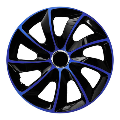 NRM Juego de 4 tapacubos universales para ruedas de 13 pulgadas, ABS, azul y negro, duradero