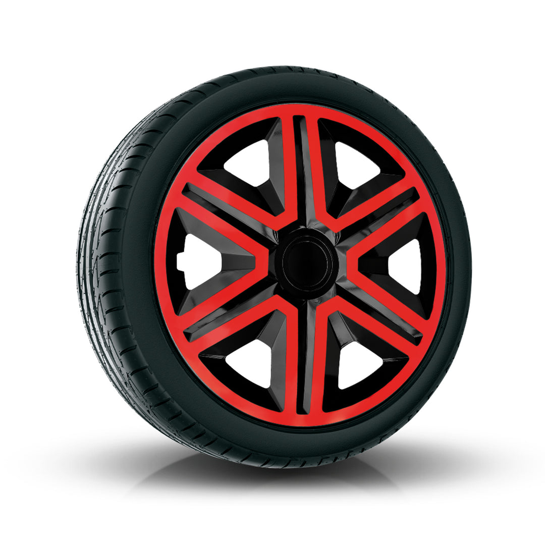 NRM Doublecolour Black-Red 14'' Hub Caps Set of 4 - Black and Red