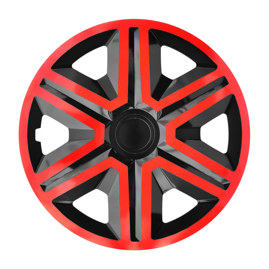 NRM Doublecolour Black-Red 14'' Hub Caps Set of 4 - Black and Red