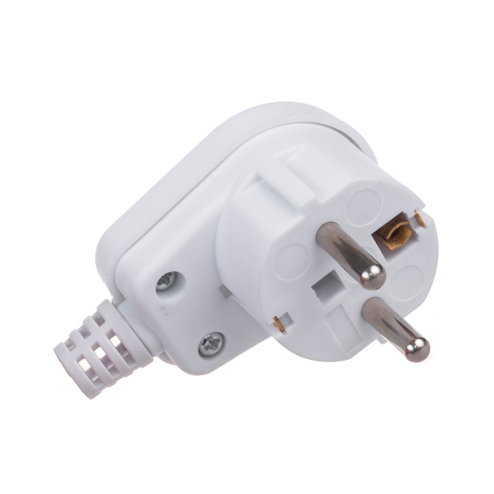 Maclean MCE330 Earthing Contact Plug Uni Schuko Angle Plug Unischuko Uni Schuko Plug 16A 250V Plastic White