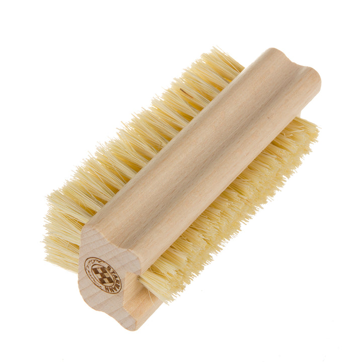 Wooden Hand Nail Cleaning Brush Double Sided Tampico Beech Wood Dry Massage Scrubbing