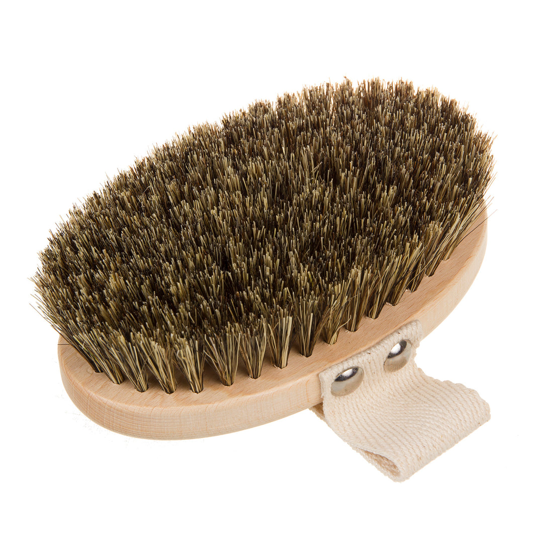 Brosse corps décolleté crin de cheval Tampico Agave Massage sec naturel poignée ergonomique