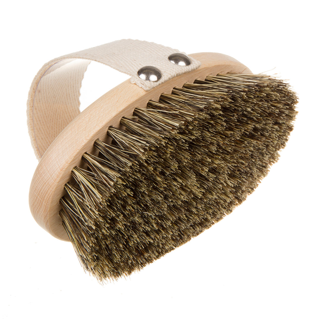 Neckline Body Brush Horse Hair Tampico Agave Natural Dry Massage Ergonomic Handle