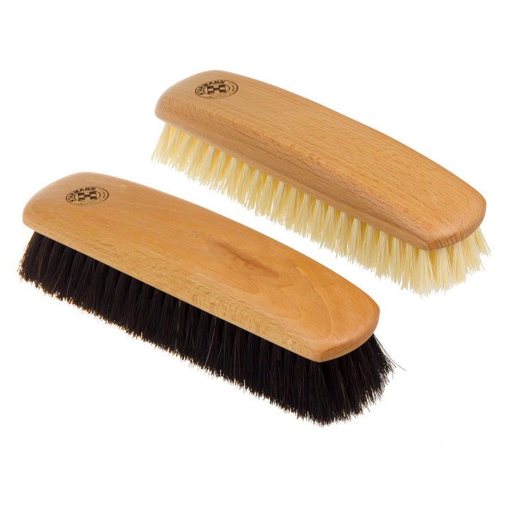 2 x Shoe Brushes Set 1 x Horse Hair 1 x Tampico Natural Polishing Cleaning Brush Beech Wood Reusable