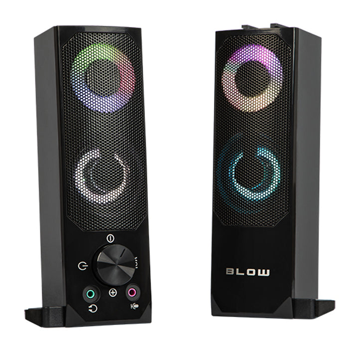 Altavoz 2 en 1 Bluetooth 2.0 para PC con función de barra de sonido Retroiluminación LED RGB Altavoz estéreo 2x3W RMS 2x2" AUX 3,5 mm Fuente de alimentación USB