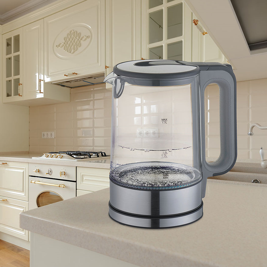 Electric Glass Water Kettle 1.7L  Rotating Base Auto Shut Off LED Backlight 2200W