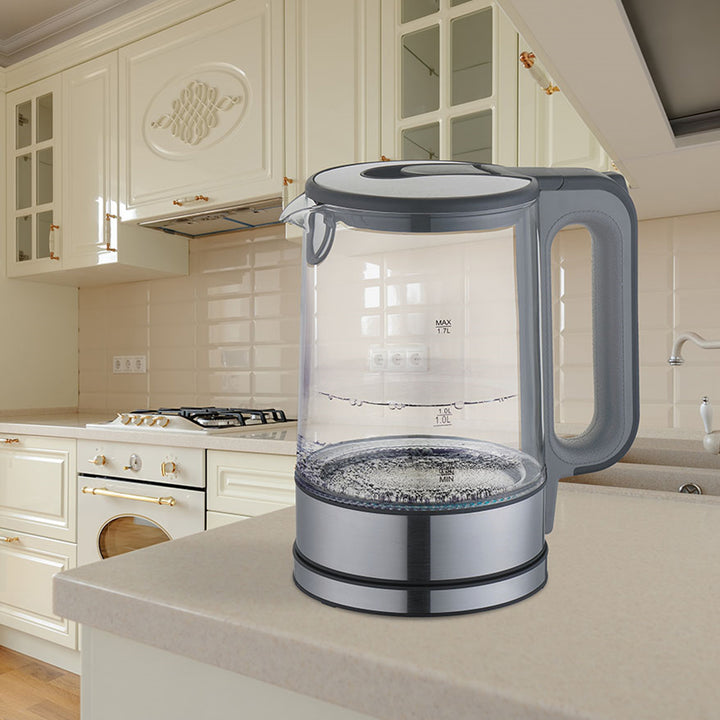 Electric Glass Water Kettle 1.7L  Rotating Base Auto Shut Off LED Backlight 2200W