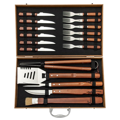 Barbecue BBQ Cutlery Set in Case Barbecue Camping 18 PSC per 6 People Portable