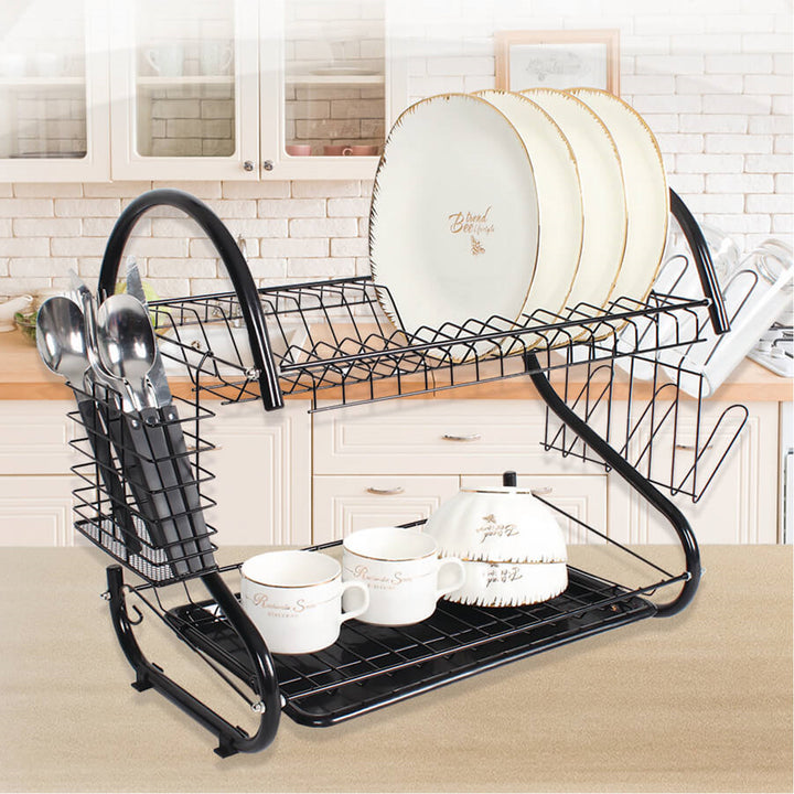 Estante de secado de vajilla maestro Mr - 1025 - 43 - negro en dos etapas 43 cm de ancho