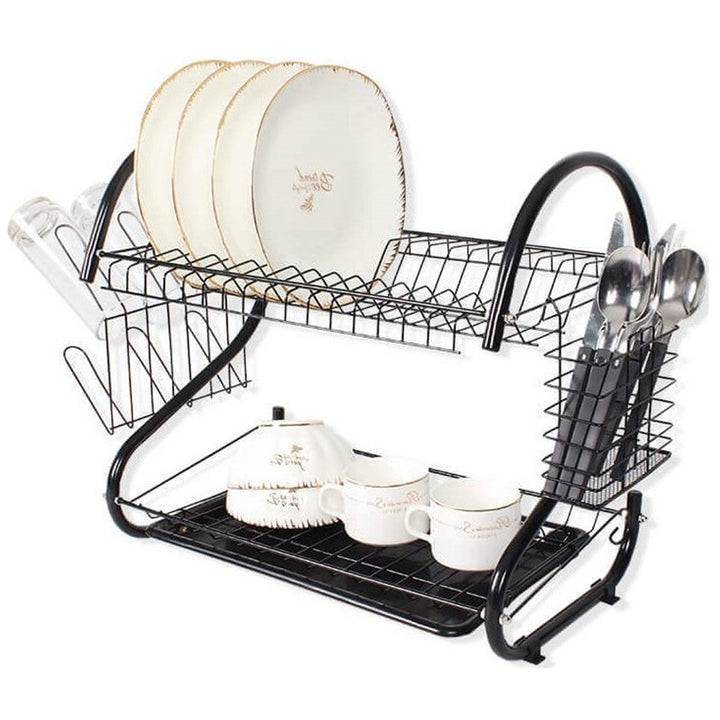 Estante de secado de vajilla maestro Mr - 1025 - 43 - negro en dos etapas 43 cm de ancho