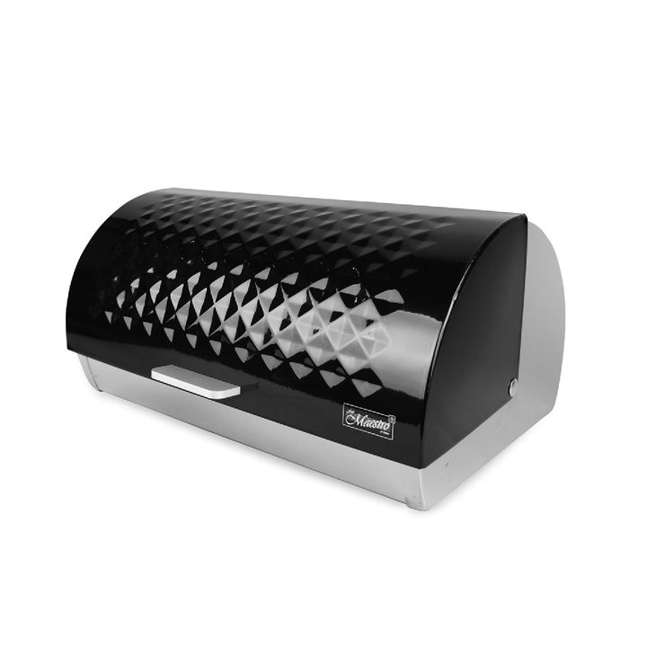 Maestro MR-1676BL Contenedor para pan Caja para pan con tapa deslizante Contenedor para pan de diseño elegante Acero inoxidable