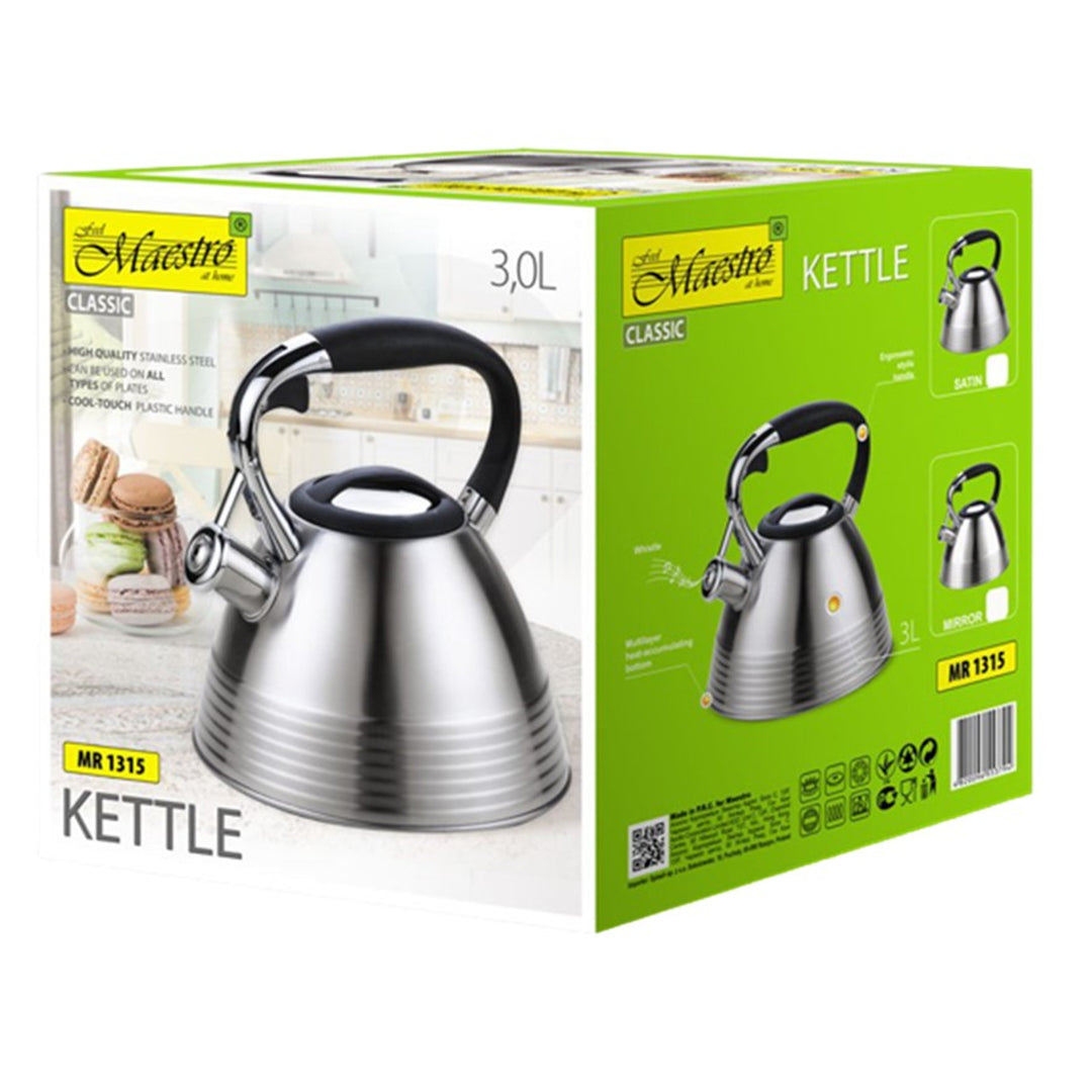 Kettle Lid Whistle 3L Stainless Steel All Stove Gas Electric Induction Dishwasher Safe