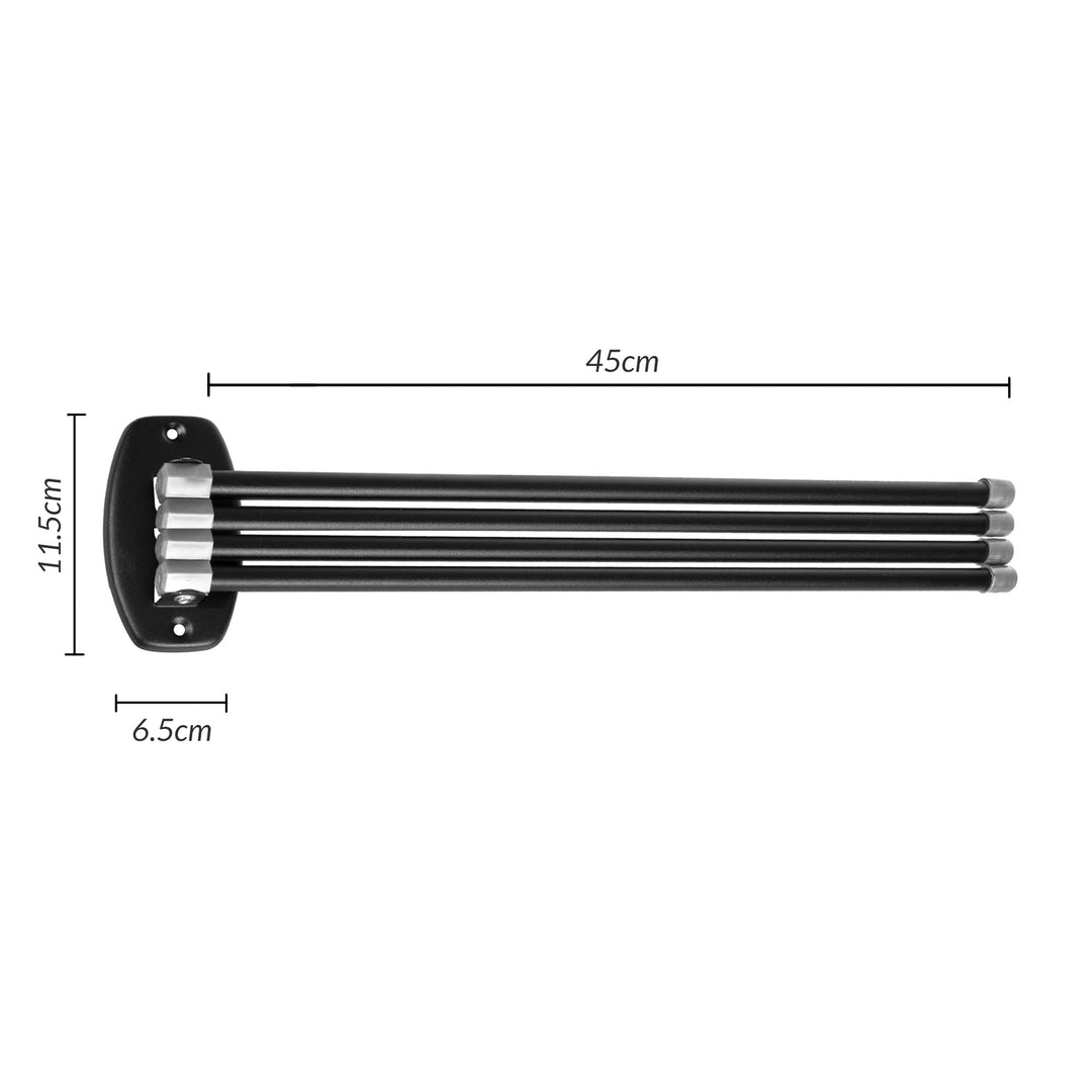 ABJ Handdoekhouder Handdoekrek met beweegbare Armen 45cm incl. montageset 4-armig Zwart