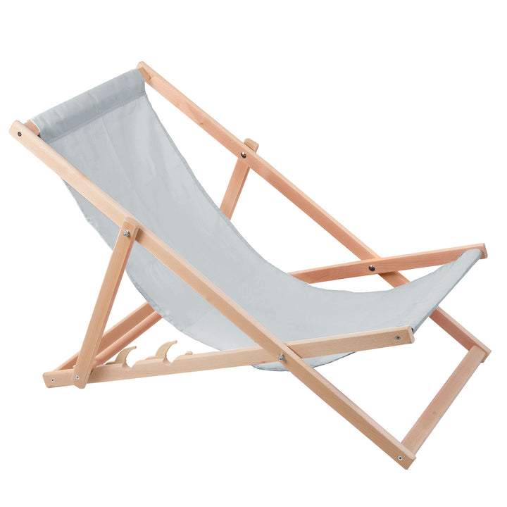 Holz OK Buche Holz Deck Chair mit hellgrauer Rückenlehne Großer Sitz Robust