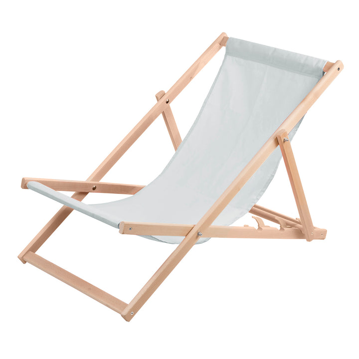 Wood OK Chaise longue en bois de hêtre - Dossier inclinable gris clair Grand siège robuste