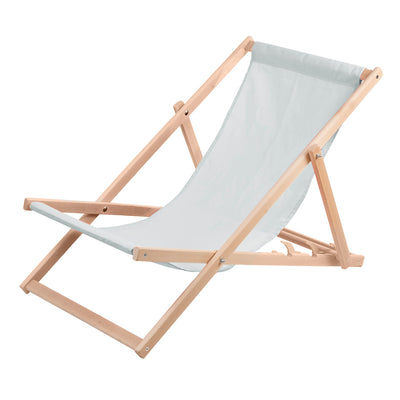 Sedia a sdraio in legno di faggio Wood OK - Grigio chiaro Schienale reclinabile Seduta ampia e robusta