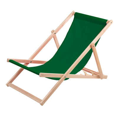 Wood OK Transat confortable en bois de couleur verte idéal pour la plage, le balcon et la terrasse